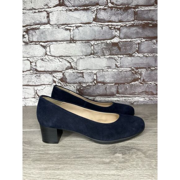 Modabella Navy Blue Suede Leather Round Toe Dress Heels Women’s Sz 38EU/7.5M US - Picture 4 of 16